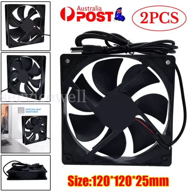 2pcs 120mm USB 5V Case Computer PC CPU Cooler Cooling Fan Highspeed Silent Black