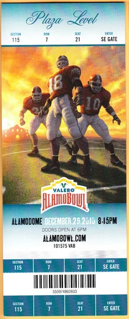 2010 ALAMO BOWL Ticket OKLAHOMA STATE COWBOYS vs ARIZONA WILDCATS Football