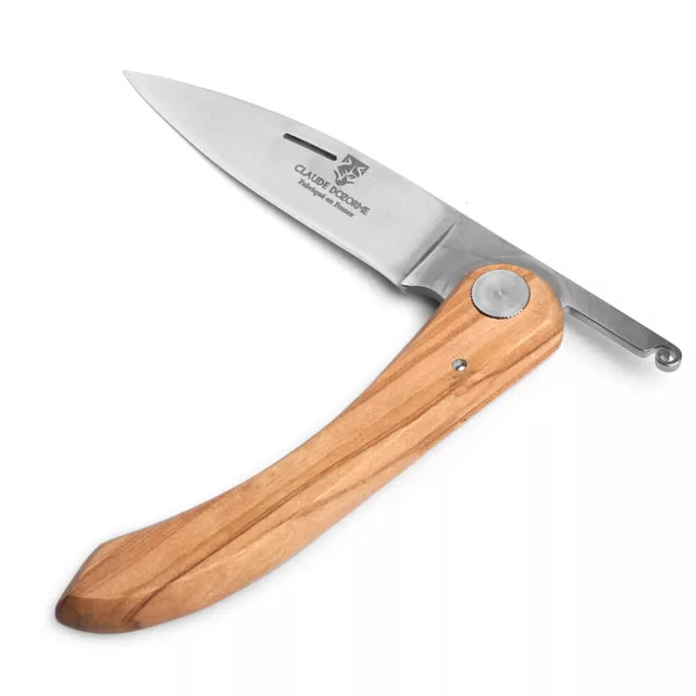 NEW Claude Dozorme Pocket Knife With Handle Olive Wood