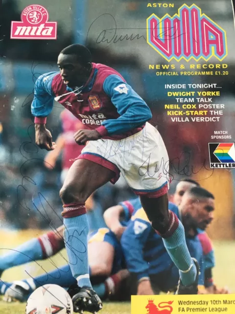 autographed football programme Aston Villa