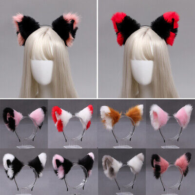Outtybrave oreilles de chat Pince à cheveux Cosplay Anime Costume fourrure oreilles de renard Pince à cheveux 