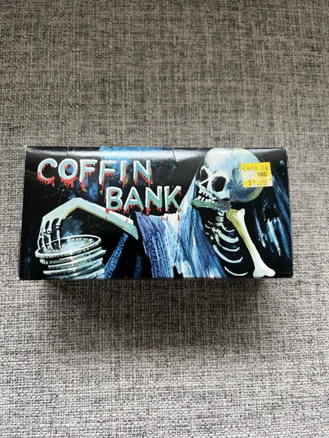 VINTAGE SKELETON COFFIN Wind Up Bank Works No Cover $46.43