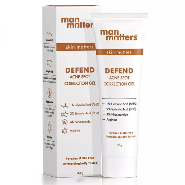 Man Matters Defend Acne Spot Correction Gel Helps Remove Acne & Acne Scars (30gm