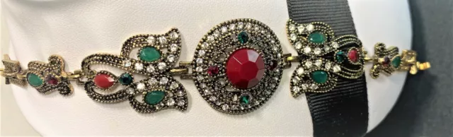 Élégant Bracelet Style Designer Multicolore Betsey Johnson Cristal & Or Lucite