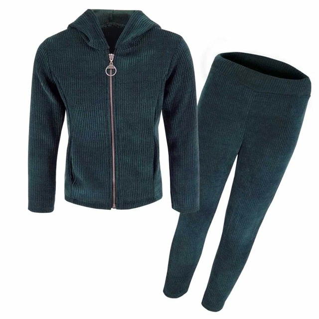 Girls Kids Knitted Hoodies Lounge wear Tracksuit Joggers 2 PCS Set  3 -13 Years