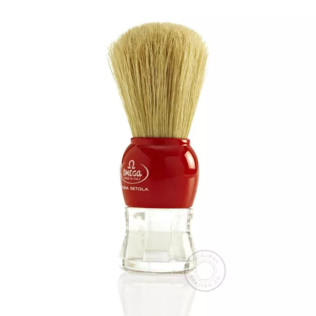 Cepillo de afeitar cerdas puras Omega 10072 - rojo