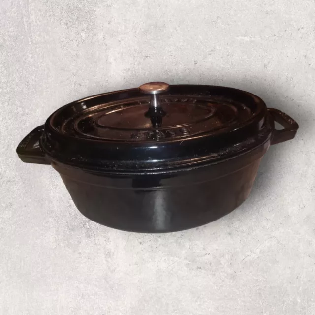 Rare Grosse Cocotte STAUB En Fonte N° 29 Ovale Noire Made In FRANCE 2