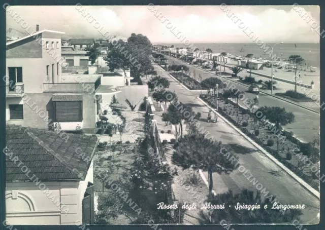 Teramo Roseto degli Abruzzi Spiaggia Lungomare PIEGHE Foto FG cartolina JK1820