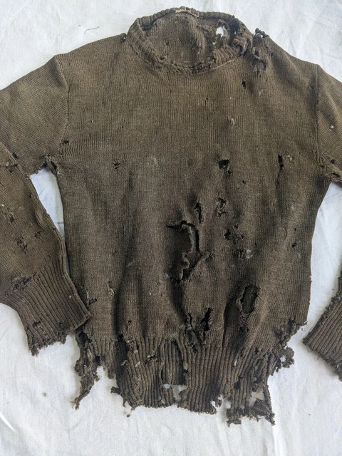 Vintage knit destroyed military French army jumper