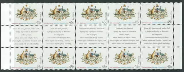 Australia Gutter strip of 10 1999 Citizenship 45c  MUH