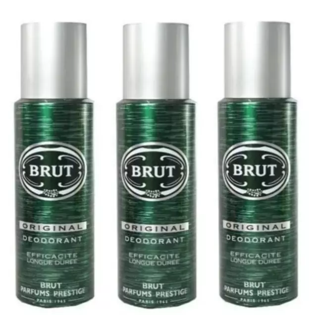 3 x 200ml Brut Original Deodorant Spray Zwei Deo Körperspray für Herren Brandneu