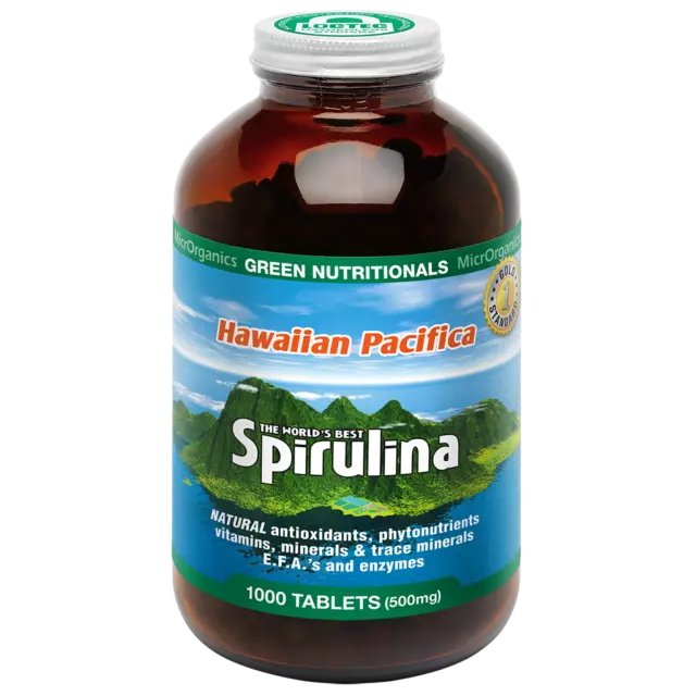 Green Nutritionals Hawaiian Pacifica Spirulina 1000 tablets - Vegan Friendly