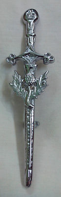 Cardo Moderno Gonnellino Scozzese Argento Finitura 4 "/ Cardo Elsa Spilla Metallo 