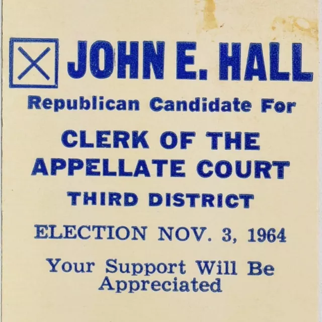 1964 John E Hall Clerk Appellate Court Bureau DuPage Grundy Iroquois Kankakee IL