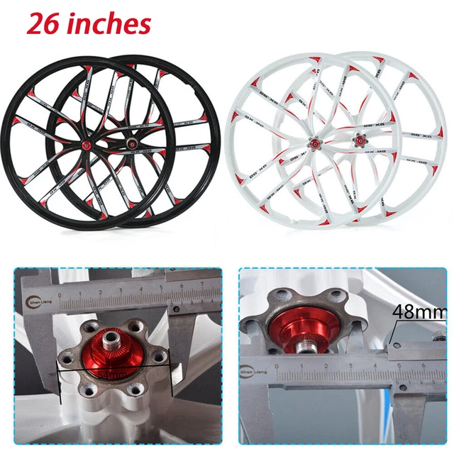 10 Spoke Rims Mountain Bike Wheel Set Front&Rear Mag Alloy Wheels Disc Brake 26"
