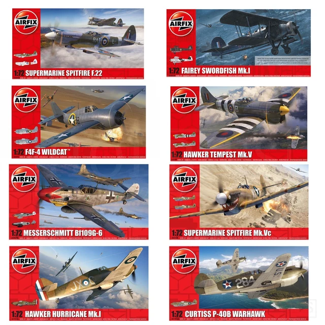 AIRFIX 172 MODEL Kits WW2 Aircraft Spitfire Hurricane Messerschmitt