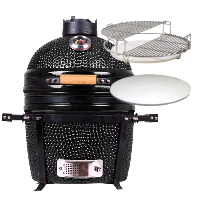 WILLS BIG Kamado Keramik Grill 15" teilb. Grillset + Pizzastein 6 Jahre Garantie