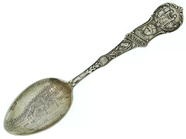 Antique Vtg SOUVENIR Old Kentucky Home Louisville FANCY Sterling Silver Spoon