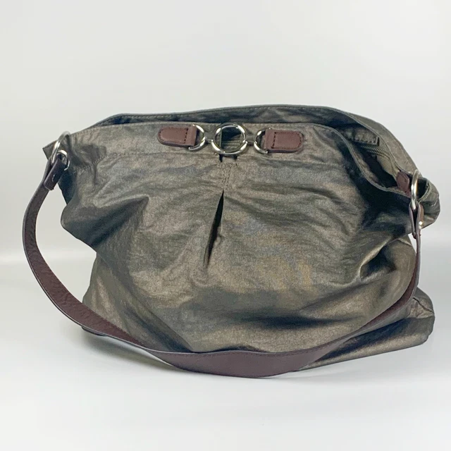 Banana Republic Bronze Shimmer Fabric Shoulder Tote Bag Carryall Buckle