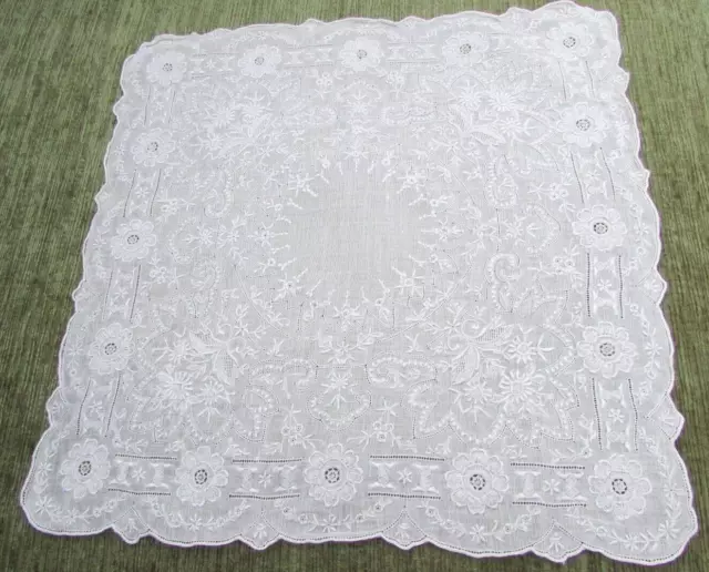 Antique Vintage Appenzell Embroidered Handkerchief Hankie Wedding Bridal R76