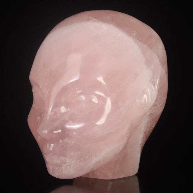 Cristal de cuarzo natural rosa/rosa tallado cabeza de hada de 4,02" criatura mística colección