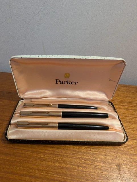 PARKER PEN SET 12ct Rolled Gold Fountain Ballpoint & Pencil With ...