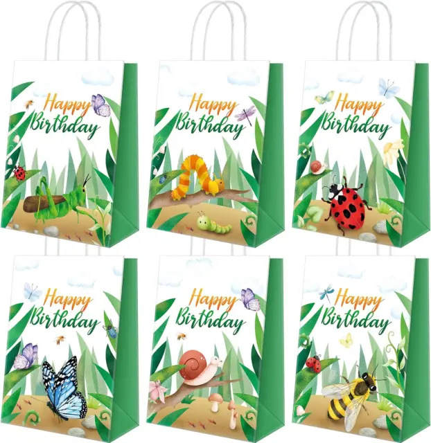 24 Pieces Bug Gift Bags Bugs Paper Treat Candy Bags with Handle Insect Themed Go
