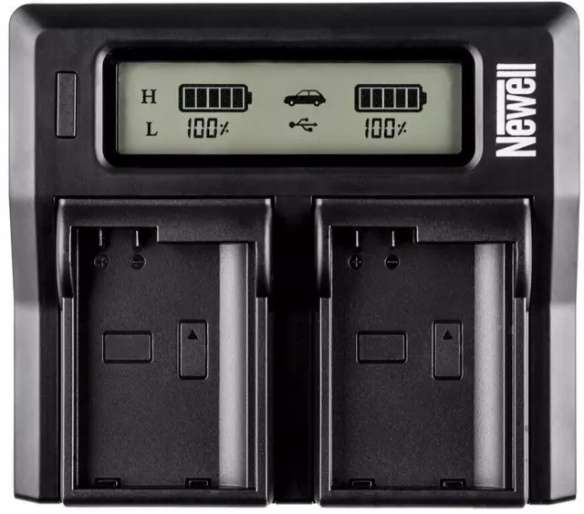 Newell Dual Battery Charger Duo Akku Ladegerät LCD für Panasonic DMW-BLF19E Akku