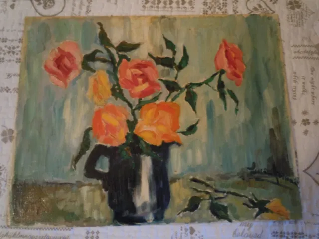 Mazzo di rose quadro olio su tela