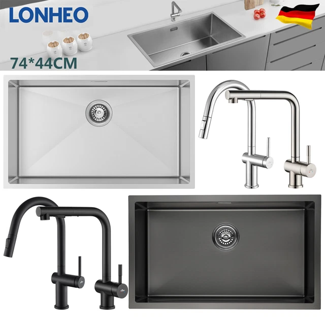 Doppelspüle Aus Edelstahl 304 – 78x43x22 Cm, Mit Ablaufgarnitur & Seifenspender, Unterbau Geeignet