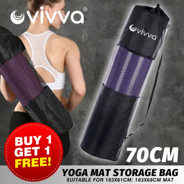 70cm Yoga Mat Storage Bag Mesh Polyester Pad Pocket Fitness Sports Portable