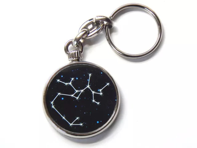 Sagittarius Zodiac Star Sign Constellation Chrome Keyring Picture Both Sides