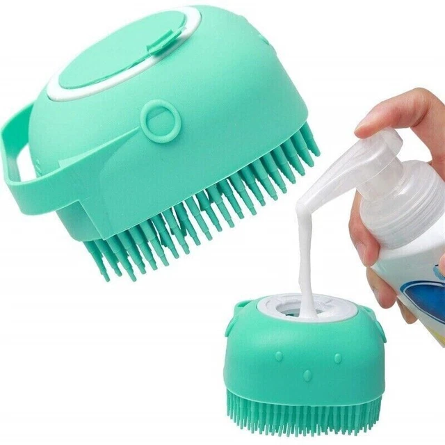 Pet Dog Cat Massage Bath Brush Scrubber.Shampoo Silicone Dispenser UK//New 3