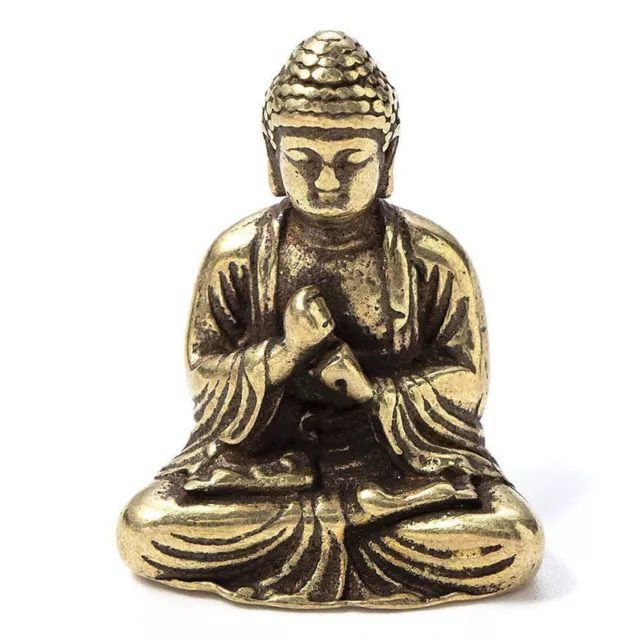 Chinesische ALTE Messing handgeschnitzte Sakyamuni Buddha kleine Mini-Statue