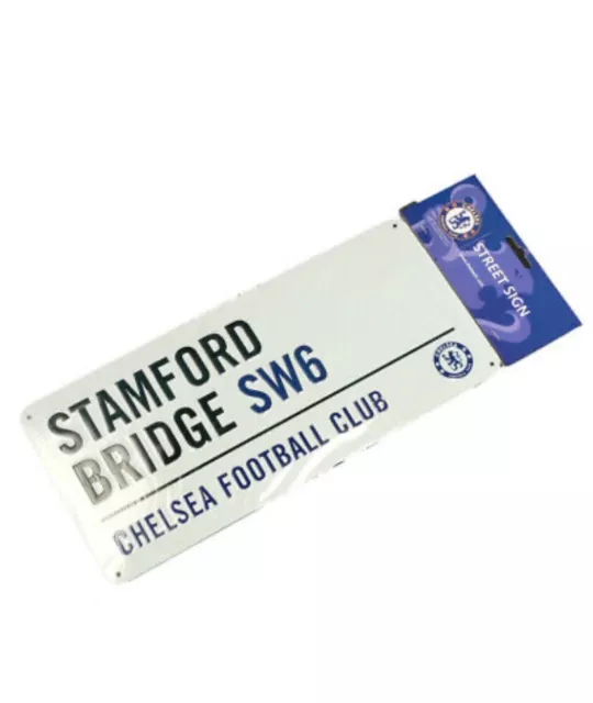 Chelsea FC Football Club White Stamford Bridge Metal Street Wall Sign Official