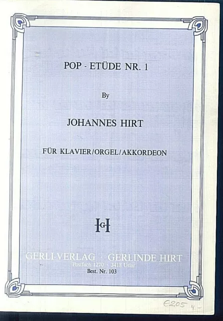 Johannes Hirt ~ Pop-Etüde No. 1 - Pour Piano / Orgue / Accordéon