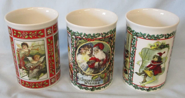 Scottish Dunoon Christmas Victorian Santa Claus Mug 4 1/4", Set of 3