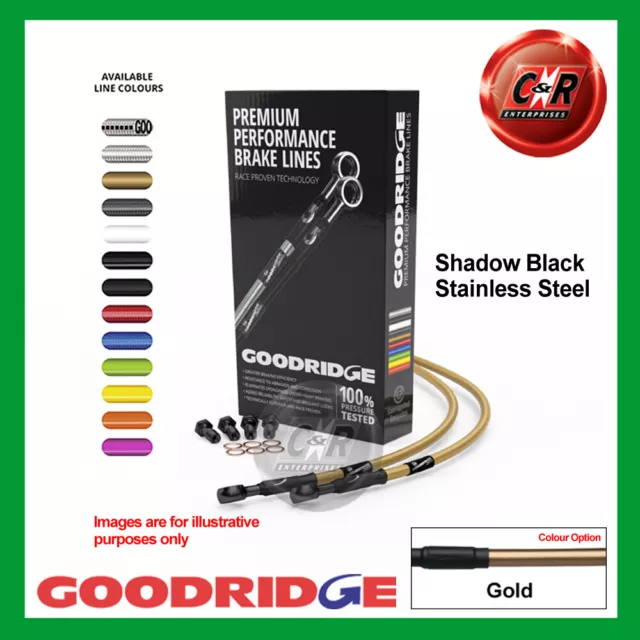 Para Triumph STREET TRIPLE 675R 07-15 Goodridge NEGRO S/S Oro Frente Freno Tubos