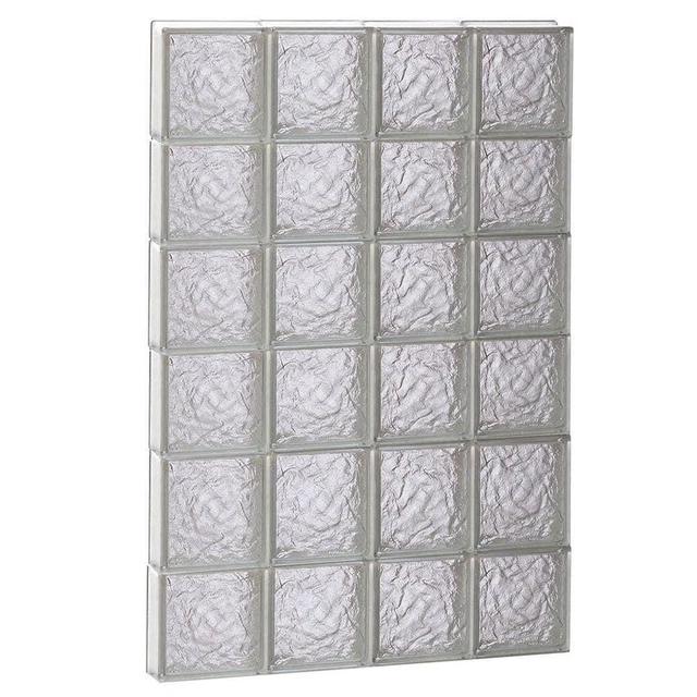 Clearly Secure Glass Block Window 31" x 46.5" x 3.125" Frameless Ice Non-Vented