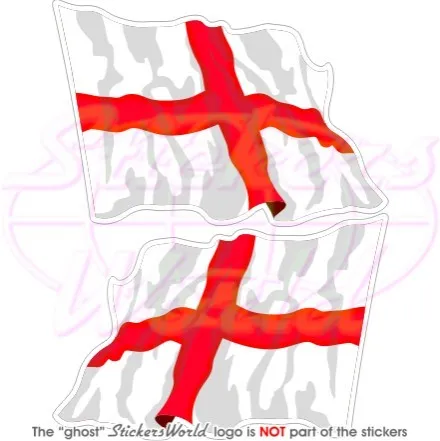 ENGLAND English Flying Flag UK British 75mm(3") Vinyl Bumper Stickers, Decals x2