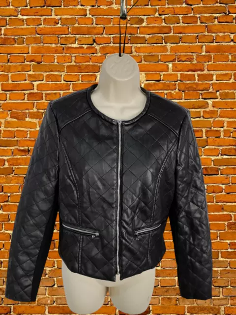 WOMENS TRF ZARA Uk Medium Black Zip Up Light Padded Faux Fur Biker Jacket Coat 14.99 PicClick UK