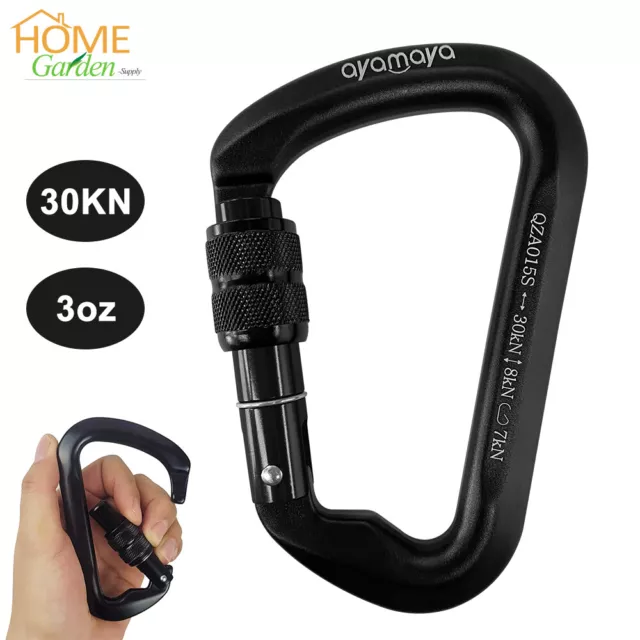 30KN Locking Climbing Carabiner Screwgate Large Clip Professional Rock Rescue