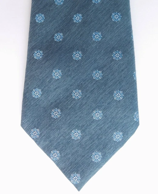 Cravatta floreale M&S grigia vintage anni '70 fiori blu Marks and Spencer abbigliamento da uomo