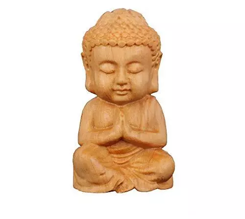 Hand Carved Natural Wood Buddha Statue Religious Buddhist Sitting Buddha Palm Si