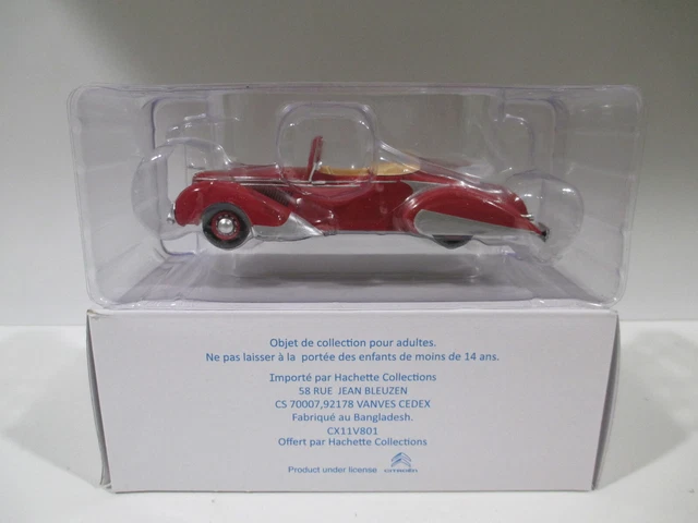 Modèle Réduit Citroën Traction 11 Cabriolet Clabot 1/43 Hachette - Neuf - Rouge
