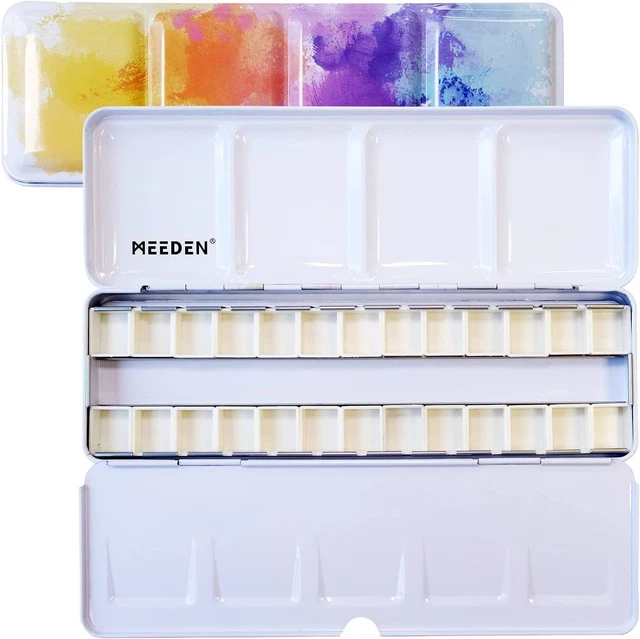 Paleta de latas de acuarela vacía ATWORTH caja de metal con blanco, rosa
