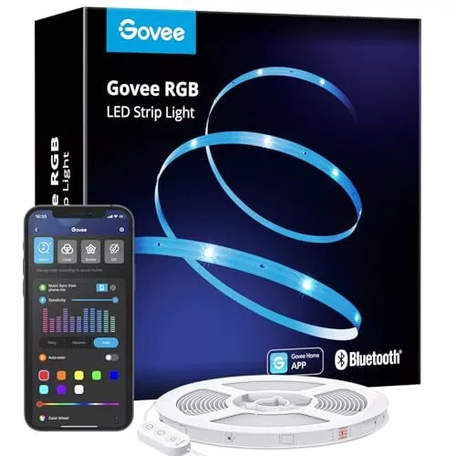 Govee LED Chambre, Ruban LED 5m, Bande LED RGB Bluetooth avec Contrôle App, 64 S
