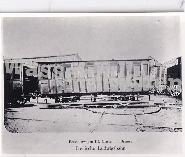Orig.Foto Personenwagen 3. Kl. Nr. ? Bayr. Ludwigsbahn, um 1880 (5619)