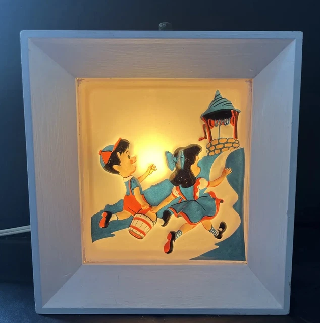 Rare Vintage 1950's  Jack and Jill Lamp Levinson Mfg Co White frame