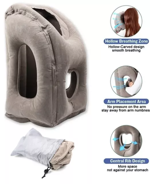 Air Cushion Travel Pillow for Airplane Office Nap Rest Neck Head Chin Inflatable